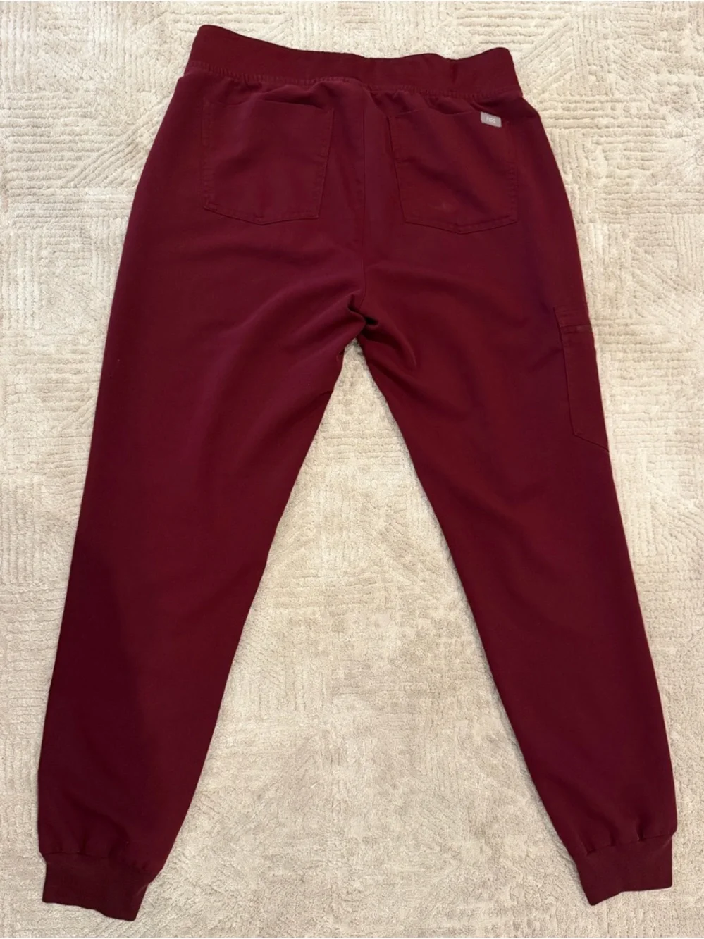 Figs Men's Maroon Jogger Pants with Grey Drawstrings
